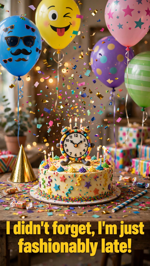 8. Funny Late Birthday Wishes
