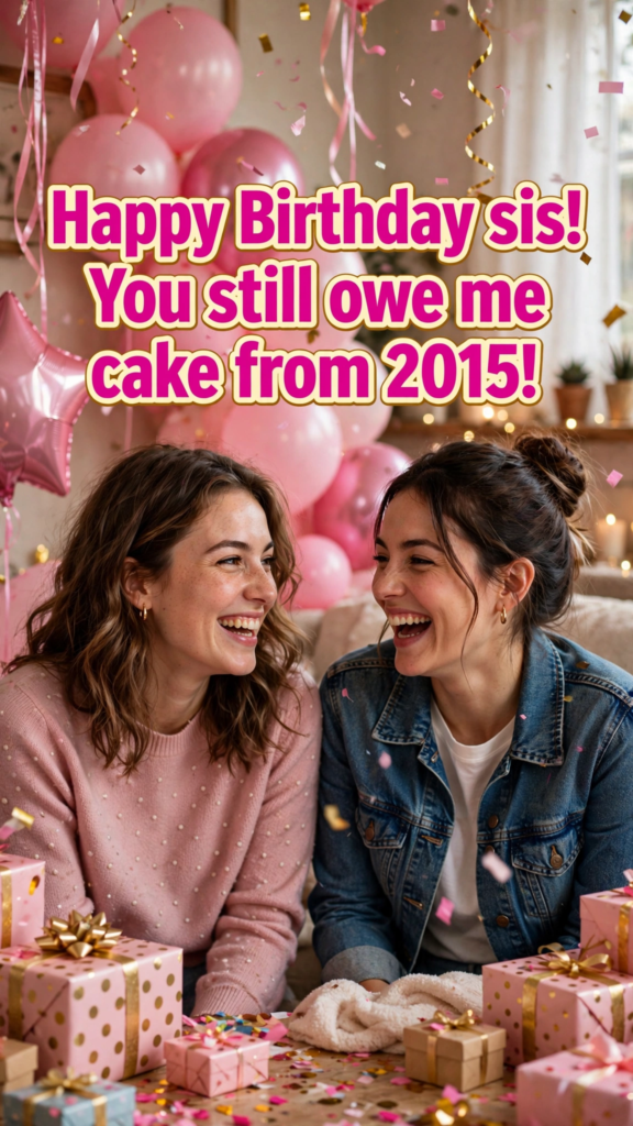 4. Funny Birthday Wishes for Sister
