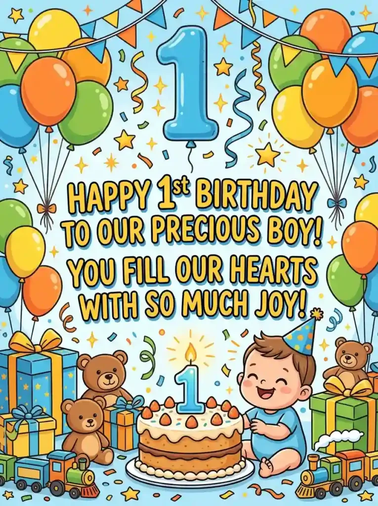 Short and Cute 1st Birthday Wishes for Son