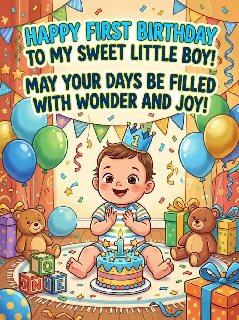 Sweet First Birthday Wishes for My Little Boy